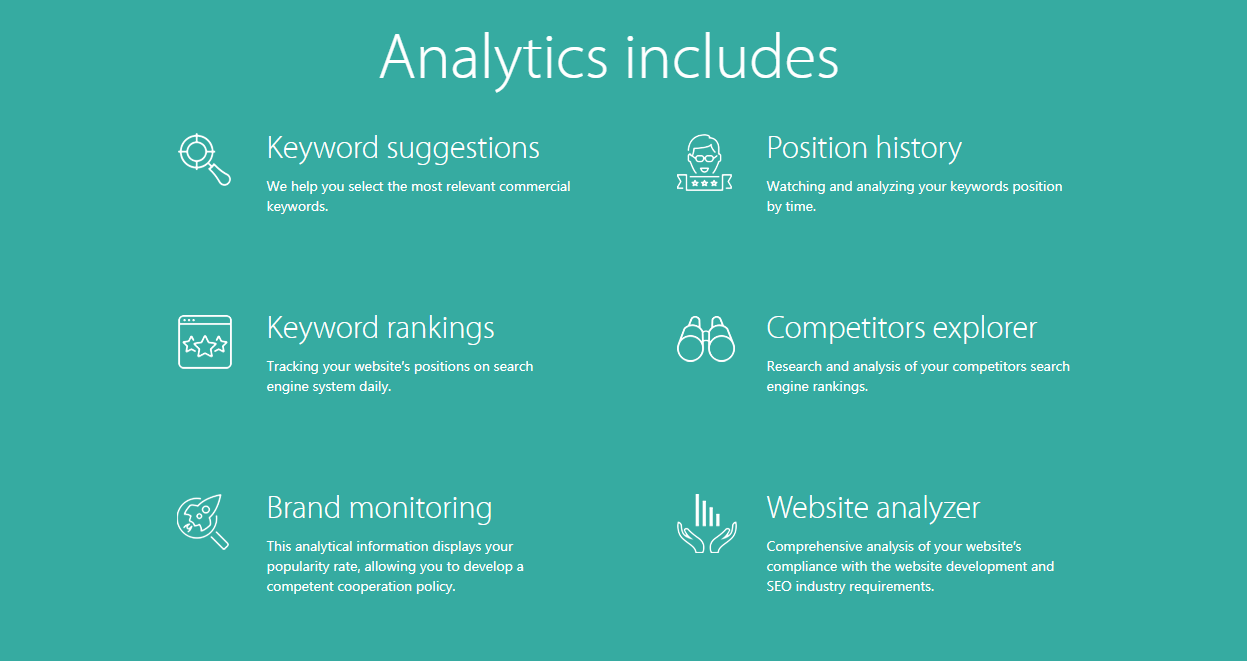 Analytics panel for comparing competitors SEO metrics: traffic, keywords, backlinks